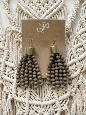 New Plunder Brown Beaded Tassel Earrings
